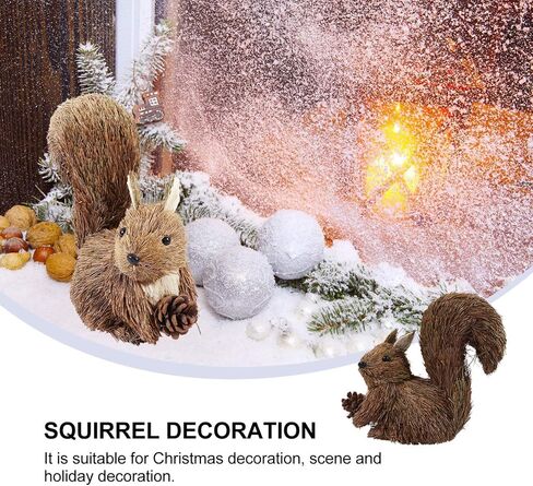 Toddmomy Squirrel Figurine Christmas Squirrel Tabletop Decoration Squirrel with Pine Cone Decor in Saudi Arabia