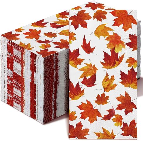 Spiareal 100 Pcs Thanksgiving Paper Napkins Autumn Leaves 3 Ply Thanksgiving Guest Bathroom Napkin for Home Dinner Kitchen Thanksgiving Party(Maple Style) in Saudi Arabia