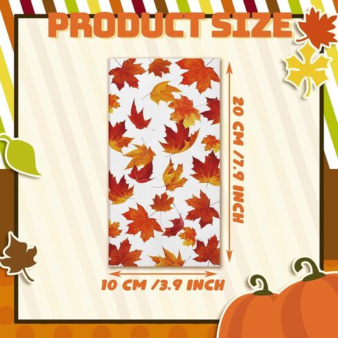 Spiareal 100 Pcs Thanksgiving Paper Napkins Autumn Leaves 3 Ply Thanksgiving Guest Bathroom Napkin for Home Dinner Kitchen Thanksgiving Party(Maple Style) in Saudi Arabia