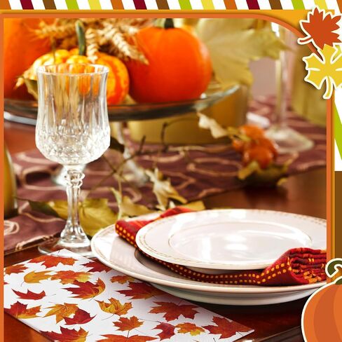 Spiareal 100 Pcs Thanksgiving Paper Napkins Autumn Leaves 3 Ply Thanksgiving Guest Bathroom Napkin for Home Dinner Kitchen Thanksgiving Party(Maple Style) in Saudi Arabia