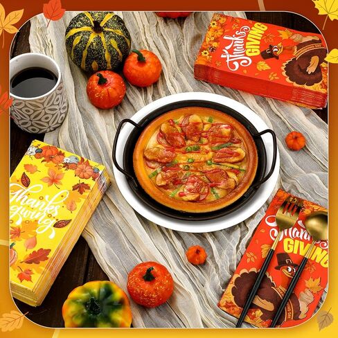 Spiareal 100 قطعة من المناديل الورقية لعيد الشكر أوراق الخريف 3 طبقات منديل حمام للضيوف لعيد الشكر للمنزل والعشاء والمطبخ وحفلة الشكر (نمط القيقب) in Kuwait