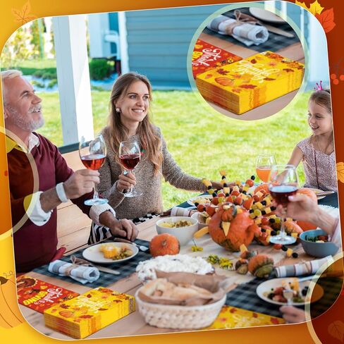 Spiareal 100 قطعة من المناديل الورقية لعيد الشكر أوراق الخريف 3 طبقات منديل حمام للضيوف لعيد الشكر للمنزل والعشاء والمطبخ وحفلة الشكر (نمط القيقب) in Kuwait