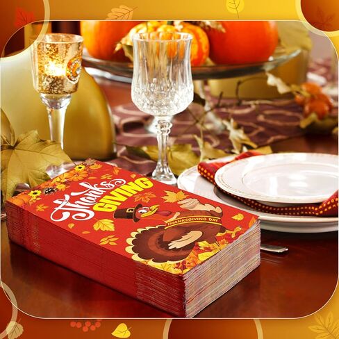 Spiareal 100 قطعة من المناديل الورقية لعيد الشكر أوراق الخريف 3 طبقات منديل حمام للضيوف لعيد الشكر للمنزل والعشاء والمطبخ وحفلة الشكر (نمط القيقب) in Kuwait