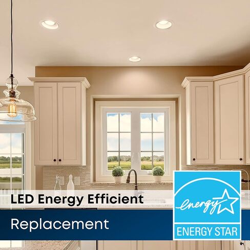 Feit Electric 6" LED Canless Adjustable Recessed Downlights with Integrated J-Box, 65W Equivalent, Dimmable, 5CCT Selectable White, 90 CRI, 850 Lumens, 4 Pack, LEDR6XT/ADJ/6WYCA/4 in Kuwait