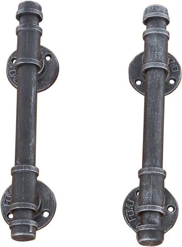 Barn Door Pull Handle,Rustic Exterior Door Handle and Pulls,Industrial Pipe Interior Door Knobs,Iron Front Sliding Door Handle,Gate Handles Door Hardware,Black 12in(2pcs) in Saudi Arabia