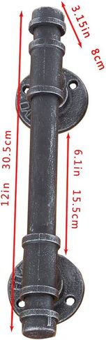 Barn Door Pull Handle,Rustic Exterior Door Handle and Pulls,Industrial Pipe Interior Door Knobs,Iron Front Sliding Door Handle,Gate Handles Door Hardware,Black 12in(2pcs) in Saudi Arabia