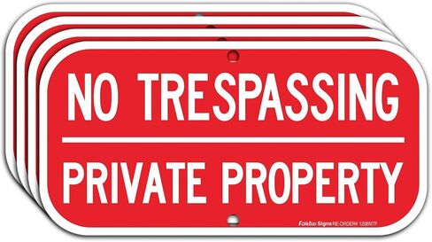 (4 Pack) No Trespassing Sign Private Property Sign, Reflective .40 Rust Free Aluminum 12 x 6 Inches, UV Protected, Weather Resistant, Waterproof, Durable Ink，Easy to Mount in Kuwait