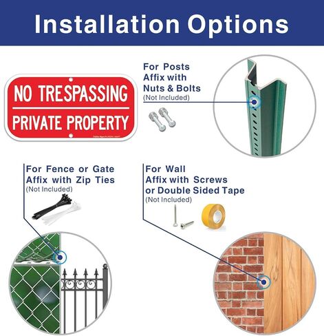 (4 Pack) No Trespassing Sign Private Property Sign, Reflective .40 Rust Free Aluminum 12 x 6 Inches, UV Protected, Weather Resistant, Waterproof, Durable Ink，Easy to Mount in Kuwait