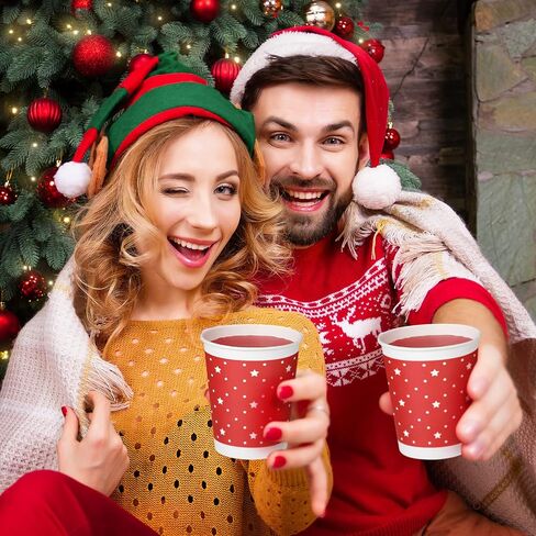 144 Pcs Christmas Cups 8 oz Holiday Assorted Paper Cups Drinking Tea Disposable Christmas Coffee Cups for Hot Beverage Chocolate Xmas Party Supplies Daily Use, 9 Styles (Snowflake) in Saudi Arabia