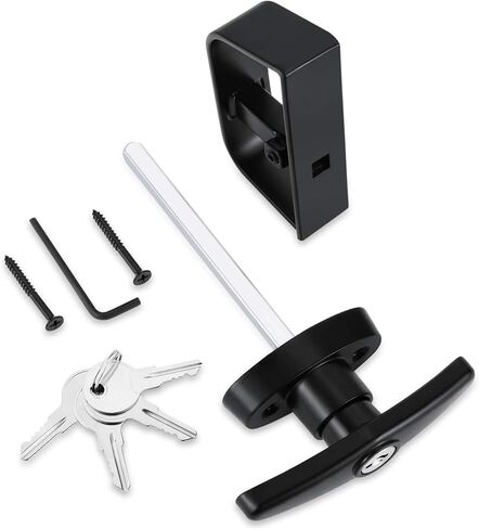 RS Industries Heavy-Duty L Handle Lock - Secure & Adjustable Door Lock Kit - Complete Lock Kit Solution for Enhanced Protection, Black in Saudi Arabia