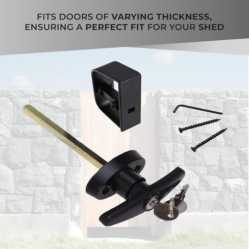 RS Industries Heavy-Duty L Handle Lock - Secure & Adjustable Door Lock Kit - Complete Lock Kit Solution for Enhanced Protection, Black in Saudi Arabia