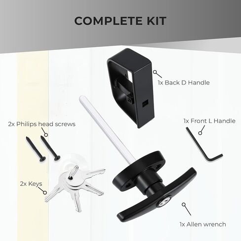 RS Industries Heavy-Duty L Handle Lock - Secure & Adjustable Door Lock Kit - Complete Lock Kit Solution for Enhanced Protection, Black in Saudi Arabia