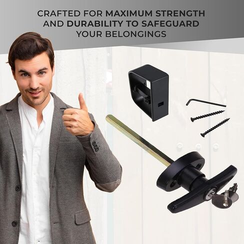 RS Industries Heavy-Duty L Handle Lock - Secure & Adjustable Door Lock Kit - Complete Lock Kit Solution for Enhanced Protection, Black in Saudi Arabia