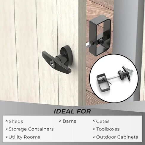 RS Industries Heavy-Duty L Handle Lock - Secure & Adjustable Door Lock Kit - Complete Lock Kit Solution for Enhanced Protection, Black in Saudi Arabia