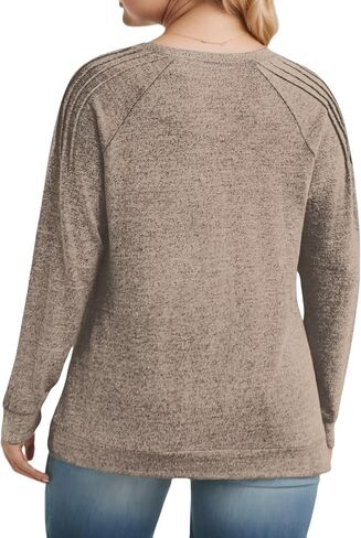 DOLNINE Plus-Size-Sweatshirts for Women Crewneck Pleated Long Sleeve Shirts Fashion Loose Fit Tunic Tops in Kuwait