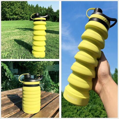 Collapsible Water Bottle for Outdoor, Travel, Gym, Sports Water Bottle with Leak Proof Screw Cap, Silicone Water Bottle, BPA Free, 28 oz/ 800ml in Saudi Arabia