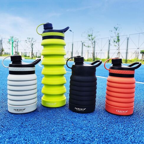 Collapsible Water Bottle for Outdoor, Travel, Gym, Sports Water Bottle with Leak Proof Screw Cap, Silicone Water Bottle, BPA Free, 28 oz/ 800ml in Saudi Arabia