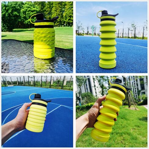 Collapsible Water Bottle for Outdoor, Travel, Gym, Sports Water Bottle with Leak Proof Screw Cap, Silicone Water Bottle, BPA Free, 28 oz/ 800ml in Saudi Arabia