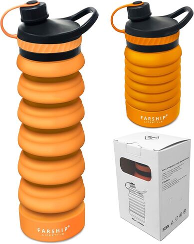 Collapsible Water Bottle for Outdoor, Travel, Gym, Sports Water Bottle with Leak Proof Screw Cap, Silicone Water Bottle, BPA Free, 28 oz/ 800ml in Saudi Arabia