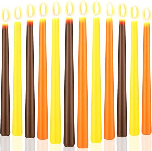 retisee 12 جهاز كمبيوتر شخصى 10 بوصة الخريف شموع مستدقة غير معطرة الشكر الملونة شموع طويل القامة شموع الخريف اليد انخفض الشمع لخريف الحصاد عيد الشكر موضوع الحزب in Kuwait