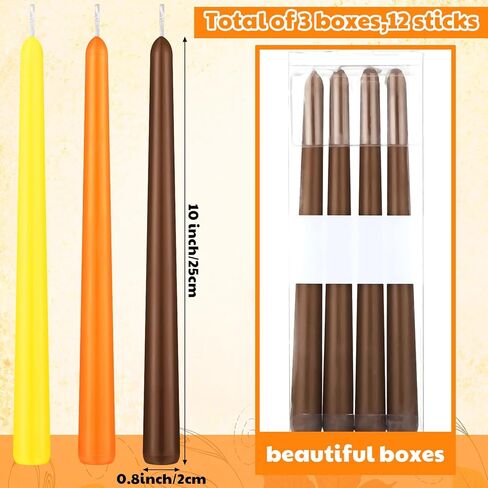 retisee 12 جهاز كمبيوتر شخصى 10 بوصة الخريف شموع مستدقة غير معطرة الشكر الملونة شموع طويل القامة شموع الخريف اليد انخفض الشمع لخريف الحصاد عيد الشكر موضوع الحزب in Kuwait