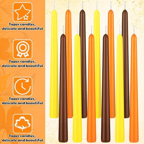 retisee 12 جهاز كمبيوتر شخصى 10 بوصة الخريف شموع مستدقة غير معطرة الشكر الملونة شموع طويل القامة شموع الخريف اليد انخفض الشمع لخريف الحصاد عيد الشكر موضوع الحزب in Kuwait