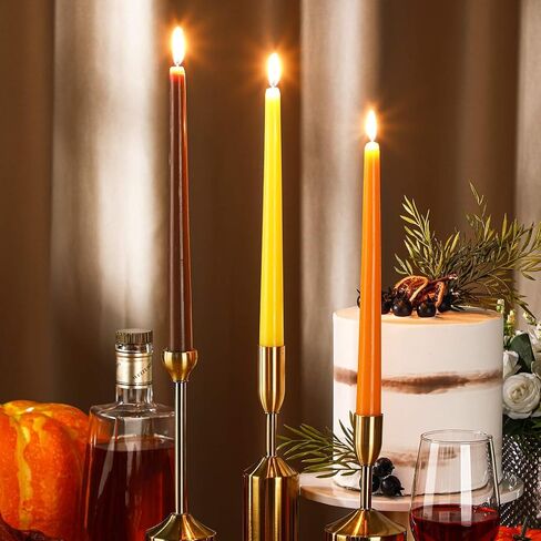 retisee 12 جهاز كمبيوتر شخصى 10 بوصة الخريف شموع مستدقة غير معطرة الشكر الملونة شموع طويل القامة شموع الخريف اليد انخفض الشمع لخريف الحصاد عيد الشكر موضوع الحزب in Kuwait