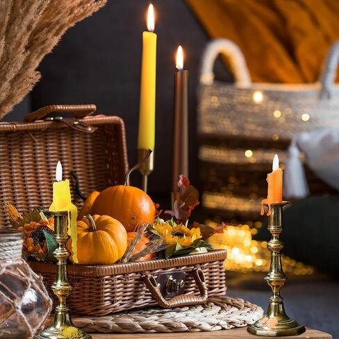 retisee 12 جهاز كمبيوتر شخصى 10 بوصة الخريف شموع مستدقة غير معطرة الشكر الملونة شموع طويل القامة شموع الخريف اليد انخفض الشمع لخريف الحصاد عيد الشكر موضوع الحزب in Kuwait