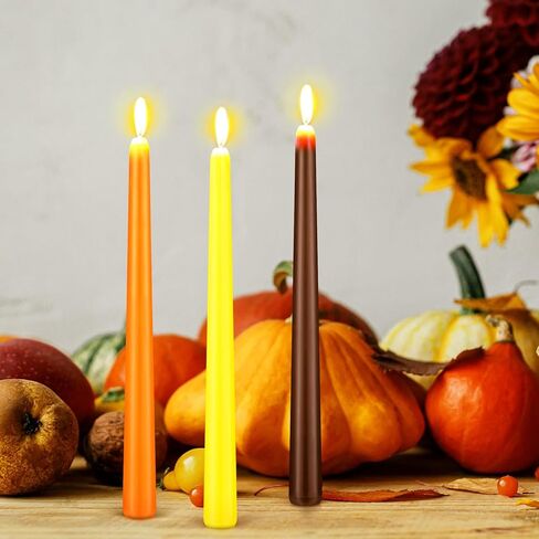 retisee 12 جهاز كمبيوتر شخصى 10 بوصة الخريف شموع مستدقة غير معطرة الشكر الملونة شموع طويل القامة شموع الخريف اليد انخفض الشمع لخريف الحصاد عيد الشكر موضوع الحزب in Kuwait