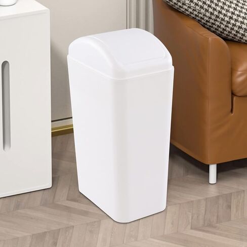 Esdiplot 3.5 Gallon Swing Lid Waste Can, Plastic Swing-Top Trash Can, Gray, 1 Pack in Saudi Arabia