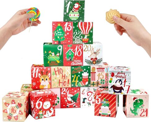 ONESING 24 Pcs DIY Christmas Advent Calendar Boxes for 2024, 24 Days Countdown Calendar Gift for Adults and Kids Christmas Cardboard Number Boxes Make & Fill Your Own Advent Calendar Boxes in Saudi Arabia
