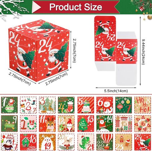 ONESING 24 Pcs DIY Christmas Advent Calendar Boxes for 2024, 24 Days Countdown Calendar Gift for Adults and Kids Christmas Cardboard Number Boxes Make & Fill Your Own Advent Calendar Boxes in Saudi Arabia