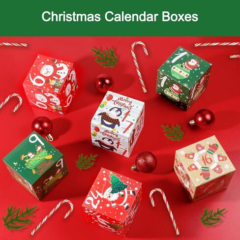 ONESING 24 Pcs DIY Christmas Advent Calendar Boxes for 2024, 24 Days Countdown Calendar Gift for Adults and Kids Christmas Cardboard Number Boxes Make & Fill Your Own Advent Calendar Boxes in Saudi Arabia