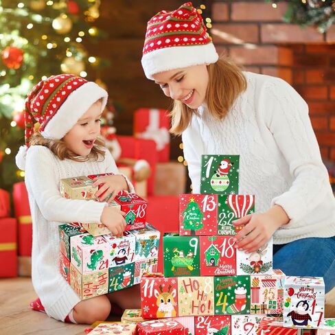 ONESING 24 Pcs DIY Christmas Advent Calendar Boxes for 2024, 24 Days Countdown Calendar Gift for Adults and Kids Christmas Cardboard Number Boxes Make & Fill Your Own Advent Calendar Boxes in Saudi Arabia