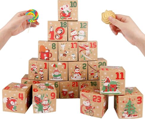 ONESING 24 Pcs DIY Christmas Advent Calendar Boxes for 2024, 24 Days Countdown Calendar Gift for Adults and Kids Christmas Cardboard Number Boxes Make & Fill Your Own Advent Calendar Boxes in Saudi Arabia