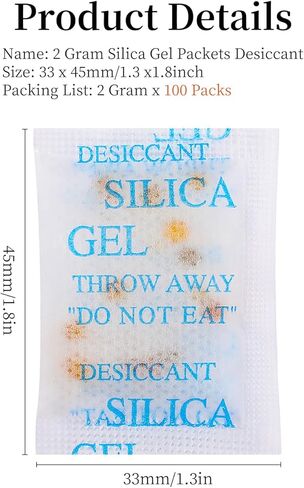 6Pcs 50 Gram Silica Gel Packets,Transparent Desiccant Packs for Storage, Moisture Absorbers for Food Storage, Clothes, Shoes, Jewelry, Spices, Tools, Photo Album, Leather Itemand More in Kuwait