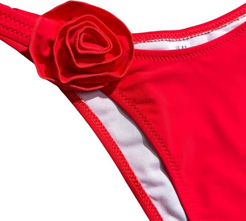 Women's 2 Piece Rose Floral Appliques Bikini Set Elegant Ruched Underwire Swimsuit High Cut Bathing Suit in Saudi Arabia