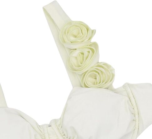 Women's 2 Piece Rose Floral Appliques Bikini Set Elegant Ruched Underwire Swimsuit High Cut Bathing Suit in Saudi Arabia
