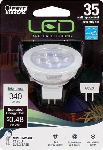 Feit Electric LED MR16 Bulb, 50W Equivalent, GU5.3 Bi-Pin Base, Non-Dimmable, 550 Lumens, 3000K Warm White, Track Light Bulbs for Landscaping, 22-Year Lifetime, BPLVEXN/830CA/6, 6 Pack in Kuwait