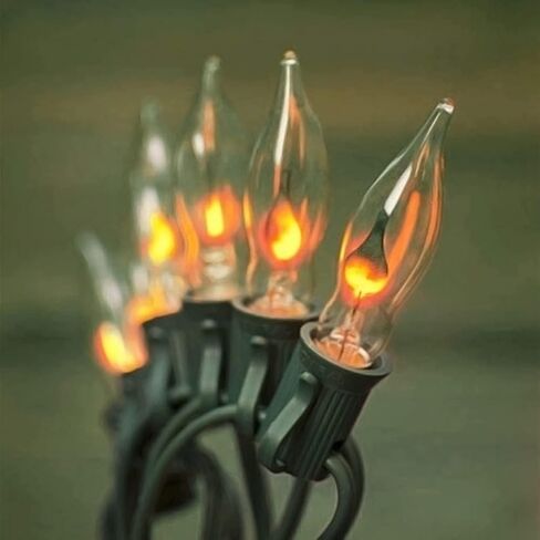 Christmas Flickering Flame Light Bulbs,12 Pack C18 Flicker Flame Light Bulbs E12 Base 120 Volts 1 Watt for Electric Candle Lamps Window Candelabra Chandeliers Christmas Bulbs in Saudi Arabia