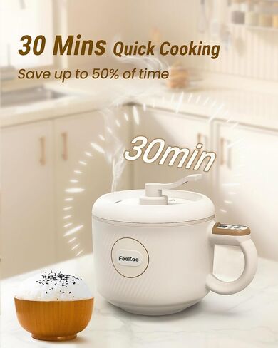 Mini Rice Cooker 2 Cup, Feekaa Rice Cooker Small 1.2L, Small Removable Electric Rice Cooker for 1-2 people, 6 Modes Rice Cooker for White Rice, Brown Rice, Stew, Ramen, Porridge, Hot Pot in Saudi Arabia