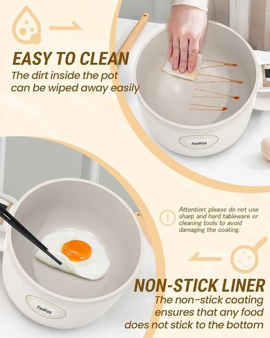 Mini Rice Cooker 2 Cup, Feekaa Rice Cooker Small 1.2L, Small Removable Electric Rice Cooker for 1-2 people, 6 Modes Rice Cooker for White Rice, Brown Rice, Stew, Ramen, Porridge, Hot Pot in Saudi Arabia