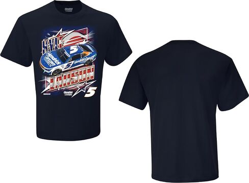 تي شيرت كايل لارسون #5 ناسكار 2024 شارلوت 600 مخطط وطني، أزرق داكن in Kuwait