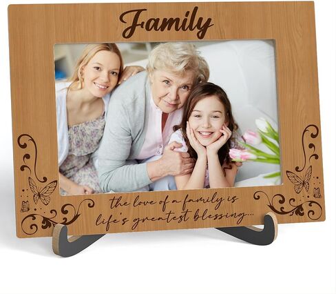 Family Picture Frame, The Love Of A Family Is Life's Greatest Blessing, Wooden Tabletop Photo Frame With Stand, Gifts For Family Dad Mom Grandparents, Family Gifts, Housewarming Gifts, D03 in Saudi Arabia