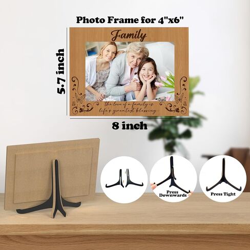 Family Picture Frame, The Love Of A Family Is Life's Greatest Blessing, Wooden Tabletop Photo Frame With Stand, Gifts For Family Dad Mom Grandparents, Family Gifts, Housewarming Gifts, D03 in Saudi Arabia