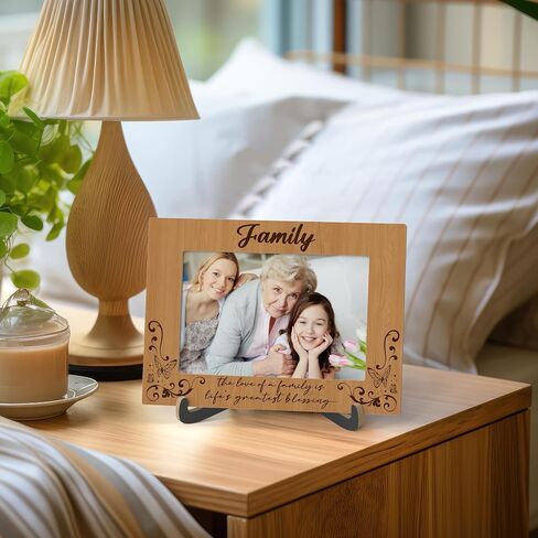 Family Picture Frame, The Love Of A Family Is Life's Greatest Blessing, Wooden Tabletop Photo Frame With Stand, Gifts For Family Dad Mom Grandparents, Family Gifts, Housewarming Gifts, D03 in Saudi Arabia