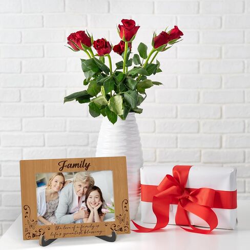 Family Picture Frame, The Love Of A Family Is Life's Greatest Blessing, Wooden Tabletop Photo Frame With Stand, Gifts For Family Dad Mom Grandparents, Family Gifts, Housewarming Gifts, D03 in Saudi Arabia