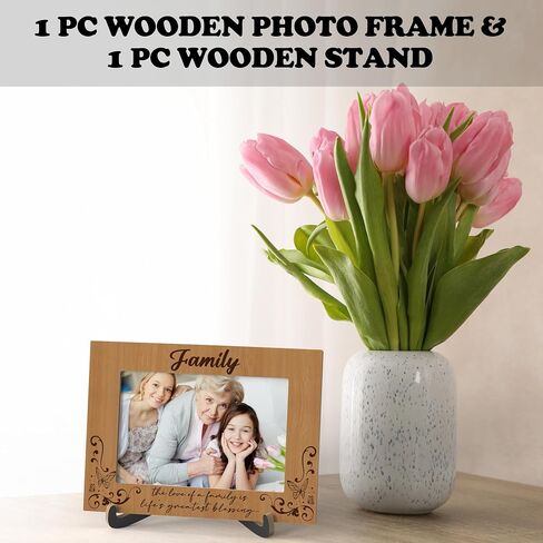 Family Picture Frame, The Love Of A Family Is Life's Greatest Blessing, Wooden Tabletop Photo Frame With Stand, Gifts For Family Dad Mom Grandparents, Family Gifts, Housewarming Gifts, D03 in Saudi Arabia