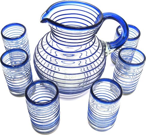 Emerald Green Spiral 14 oz Drinking Glasses (set of 6), Recycled Glass, Lead-free, Toxin-Free (Drinking) in Kuwait