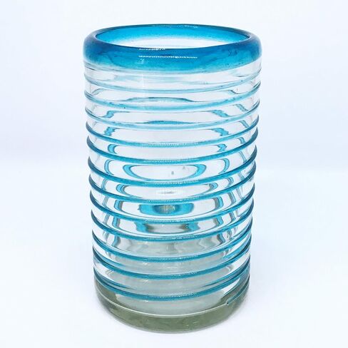 Emerald Green Spiral 14 oz Drinking Glasses (set of 6), Recycled Glass, Lead-free, Toxin-Free (Drinking) in Kuwait